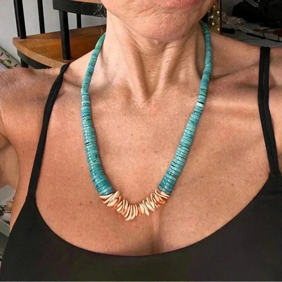 Vintage Jacla jocla Pueblo reishi Turquoise Navajo native american Necklace 74g - Picture 5 of 15